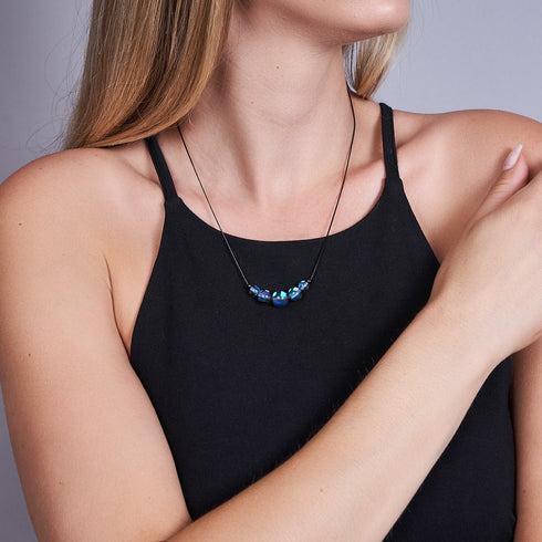 Milky Way | .925 Sterling Silver Gunmetal | Galaxy Glass Infinity Clasp Necklace